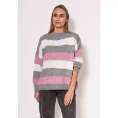 Sweter Damski Model SWE299 Grey/Pink/Ecru - MKM